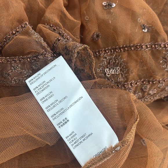 FREE PEOPLE Bronze Sequins Sheer Ruffle Top, size small - Picture 9 of 10